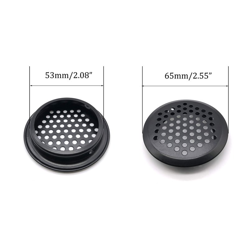 NACX 20Pcs Air Vents 53mm Circular Soffit Vent Stainless Steel Round Vent Mesh Hole Louver for Kitchen Bathroom Cabinet Wardrobe (Black) - Image 2